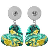 10 styles love resin Green pattern  Painted Heart earrings fit 20MM Snaps button jewelry wholesale