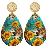 20 styles girl sunflower pattern  Acrylic Painted stainless steel Water drop earrings