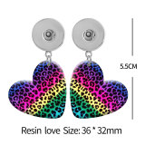 10 styles love resin Leopard pattern  Painted Heart earrings fit 20MM Snaps button jewelry wholesale