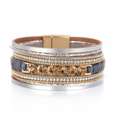 Bohemian diamond studded leather bracelet