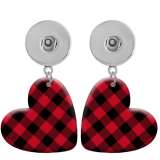10 styles love resin color Checkered  pattern  Painted Heart earrings fit 20MM Snaps button jewelry wholesale
