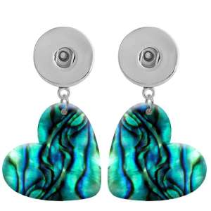 10 styles love resin Green Beach Shell Conch  Abalone  pattern  Painted Heart earrings fit 20MM Snaps button jewelry wholesale