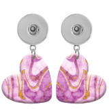10 styles love resin Art pattern  Painted Heart earrings fit 20MM Snaps button jewelry wholesale