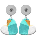10 styles love resin Blue Geometric pattern  Painted Heart earrings fit 20MM Snaps button jewelry wholesale