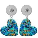 10 styles love resin color Beach Shell Conch pattern  Painted Heart earrings fit 20MM Snaps button jewelry wholesale