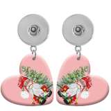 10 styles love resin Christmas Cat  Dog Snowman  pattern  Painted Heart earrings fit 20MM Snaps button jewelry wholesale