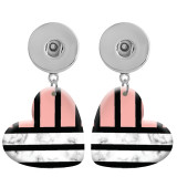 10 styles love resin Pink Geometric pattern  Painted Heart earrings fit 20MM Snaps button jewelry wholesale