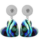 10 styles love resin Green Beach Shell Conch  Abalone  pattern  Painted Heart earrings fit 20MM Snaps button jewelry wholesale
