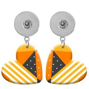 10 styles love resin Orange pattern  Painted Heart earrings fit 20MM Snaps button jewelry wholesale