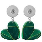 10 styles love resin Green pattern  Painted Heart earrings fit 20MM Snaps button jewelry wholesale