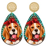 20 styles Cartoon pet dog pattern Acrylic Painted stainless steel Water drop earrings