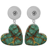 10 styles love resin Green  Art pattern  Painted Heart earrings fit 20MM Snaps button jewelry wholesale