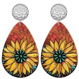 20 styles Flower pattern  Acrylic Painted stainless steel Water drop earrings