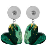 10 styles love resin Green  Art pattern  Painted Heart earrings fit 20MM Snaps button jewelry wholesale