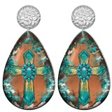 20 styles Cross calaite pattern Acrylic Painted stainless steel Water drop earrings
