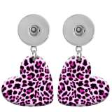 10 styles love resin Leopard pattern  Painted Heart earrings fit 20MM Snaps button jewelry wholesale