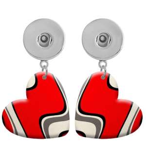 10 styles love resin Red snowflake Geometric pattern Painted Heart earrings fit 20MM Snaps button jewelry wholesale