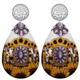 20 styles Flower girl mama pattern Acrylic Painted stainless steel Water drop earrings