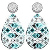 20 styles national style Leopard pattern pattern  Acrylic Painted stainless steel Water drop earrings
