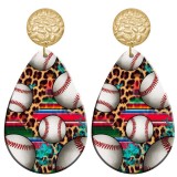 20 styles Sports Volleyball Baseball Basketball  Acrylic Painted stainless steel Water drop earrings