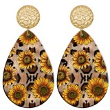 20 styles girl sunflower pattern  Acrylic Painted stainless steel Water drop earrings