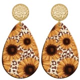 20 styles girl sunflower  pattern  Acrylic Painted stainless steel Water drop earrings