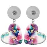 10 styles love resin color  Art pattern  Painted Heart earrings fit 20MM Snaps button jewelry wholesale
