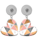 10 styles love resin Pink Geometric pattern Painted Heart earrings fit 20MM Snaps button jewelry wholesale