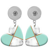 10 styles love resin Blue Geometric pattern  Painted Heart earrings fit 20MM Snaps button jewelry wholesale