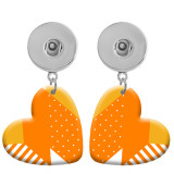 10 styles love resin Orange pattern  Painted Heart earrings fit 20MM Snaps button jewelry wholesale