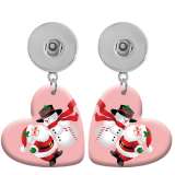 10 styles love resin Christmas Cat  Dog Snowman  pattern  Painted Heart earrings fit 20MM Snaps button jewelry wholesale