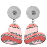 10 styles love resin color Leopard  pattern  Painted Heart earrings fit 20MM Snaps button jewelry wholesale