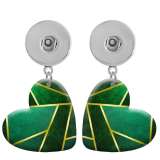 10 styles love resin Green pattern  Painted Heart earrings fit 20MM Snaps button jewelry wholesale