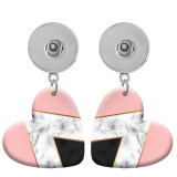 10 styles love resin Pink Geometric pattern  Painted Heart earrings fit 20MM Snaps button jewelry wholesale