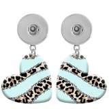 10 styles love resin color Leopard  pattern  Painted Heart earrings fit 20MM Snaps button jewelry wholesale