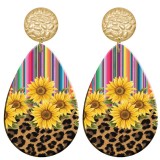 20 styles girl sunflower pattern  Acrylic Painted stainless steel Water drop earrings