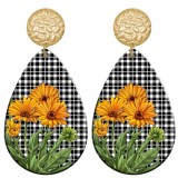 20 styles Flower sunflower pattern  Acrylic Painted stainless steel Water drop earrings