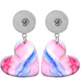 10 styles love resin Valentine's Day Flag  pattern  Painted Heart earrings fit 20MM Snaps button jewelry wholesale