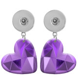 10 styles love resin Geometric pattern  Painted Heart earrings fit 20MM Snaps button jewelry wholesale