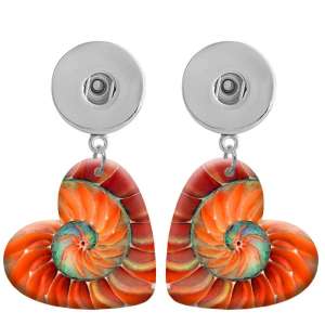 10 styles love resin color Beach Shell Conch pattern  Painted Heart earrings fit 20MM Snaps button jewelry wholesale