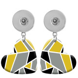 10 styles love resin Yellow Geometric pattern  Painted Heart earrings fit 20MM Snaps button jewelry wholesale