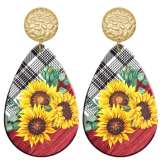 20 styles Flower sunflower pattern  Acrylic Painted stainless steel Water drop earrings