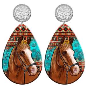 20 styles Cartoon pet dog pattern Acrylic Painted stainless steel Water drop earrings