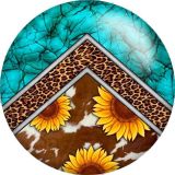 20MM Vintage turquoise sunflower pattern Print glass snap button charms