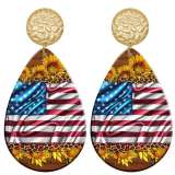 20 styles Cross USA Flag  Flower pattern Acrylic Painted stainless steel Water drop earrings