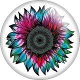 20MM Pretty Colorful sunflower Print glass snap button charms