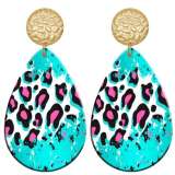 20 styles Leopard  color pattern  Acrylic Painted stainless steel Water drop earrings