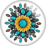 20MM Pretty sunflower Colorful Flower Print glass snap button charms