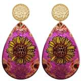 20 styles girl sunflower pattern  Acrylic Painted stainless steel Water drop earrings