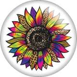 20MM Pretty sunflower  Flower Print glass snap button charms